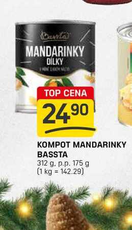KOMPOT MANDARINKY BASSTA 312 g. p.p. 175 g 