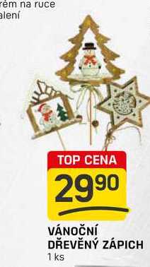 VÁNOČNÍ DŘEVĚNÝ ZÁPICH 1 ks 