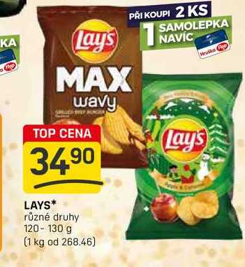 LAYS různé druhy 120-130 g 