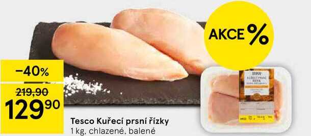 Tesco Kuřecí prsní řízky, 1 kg, chlazené, balené  