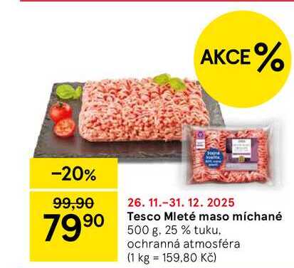 Tesco Mleté maso míchané, 500 g, 25 % tuku