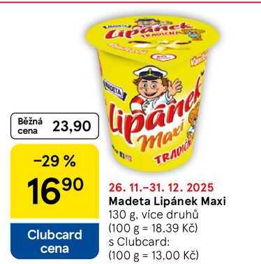 Madeta Lipánek Maxi, 130 g, více druhů  