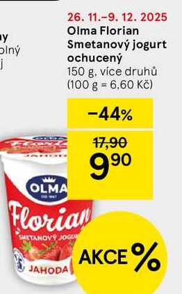 Olma Florian Smetanový jogurt ochucený, 150 g, více druhů
