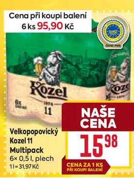 Velkopopovický Kozel 11 Multipack 6x 0,51, plech