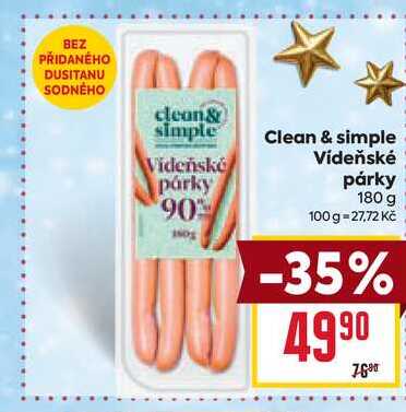 Clean & simple Vídeňské párky 180 g 