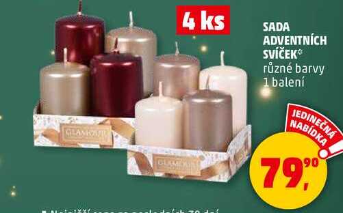 SADA ADVENTNÍCH SVÍČEK, 4 ks