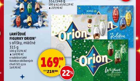 LANÝŽOVÉ FIGURKY ORION s oříšky, mléčné, 315 g