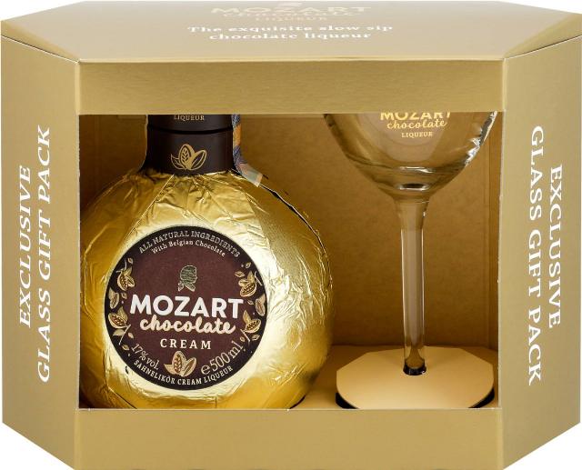 Mozart Chocolate Likér dárkové balení se skleničkou