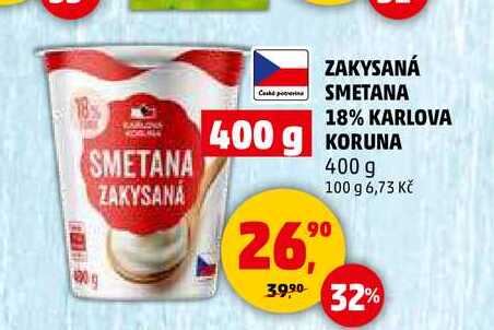 ZAKYSANÁ SMETANA 18% KARLOVA KORUNA, 400 g