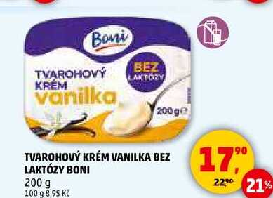 TVAROHOVÝ KRÉM VANILKA BEZ LAKTÓZY BONI, 200 g