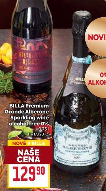 BILLA Premium Grande Alberone Sparkling wine alcohol free 0% 0,75l