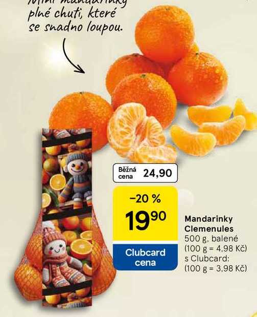 Mandarinky Clemenules, 500 g, balené 
