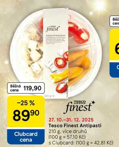 Tesco Finest Antipasti, 210 g, více druhů 