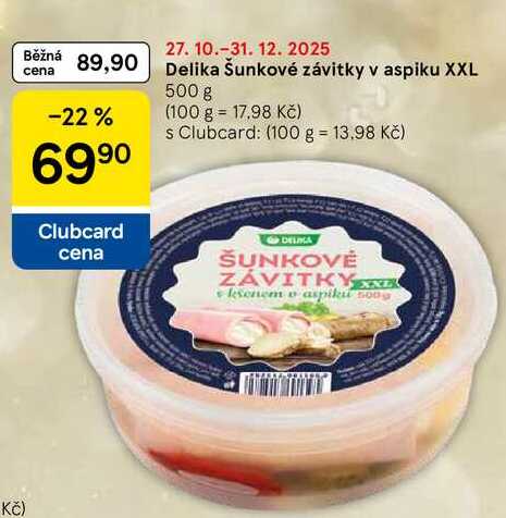 Delika šunkové závitky v aspiku XXL, 500 g  