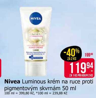 Nivea Luminous krém na ruce proti pigmentovým skvrnám 50 ml
