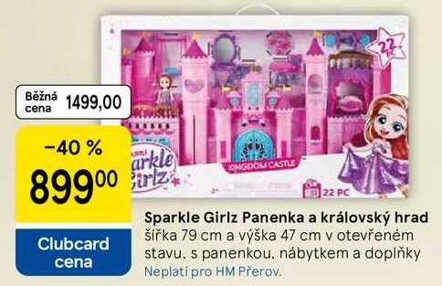 Sparkle Girlz Panenka a královský hrad, šířka 79 cm a výška 47 cm v otevřeném stavu, s panenkou, nábytkem a doplňky