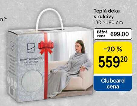 Teplá deka s rukávy, 130 x 180 cm