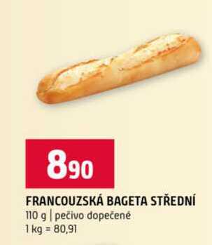FRANCOUZSKÁ BAGETA STŘEDNÍ 110 g pečivo dopečené 