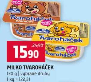 MILKO TVAROHÁČEK 130 g vybrané druhy