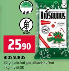 BIOSAURUS BIO 50 g příchuť perníkové koření 