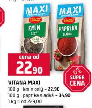 VITANA MAXI 100 g kmin celý 100 g paprika sladká 