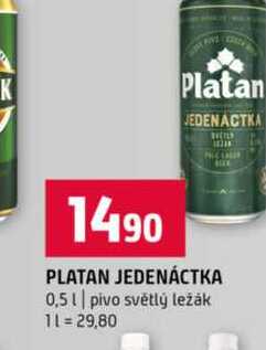 PLATAN JEDENÁCTKA 0,5l pivo světlý ležák