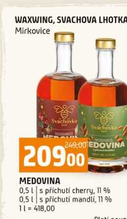MEDOVINA 0,5l s příchutí cherry, 11 % 0,5l s příchutí mandli, 11% 