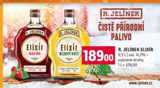 R. JELÍNEK ELIXÍR 0,5l vol. 14,7% vybrané druhy