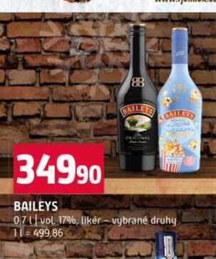 BAILEYS 0.7l vol. 17%, likér vybrané druhy