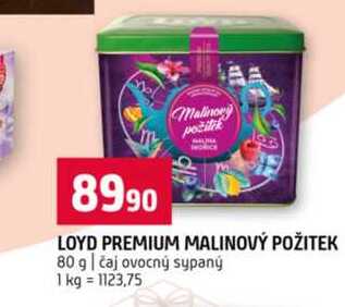 LOYD PREMIUM MALINOVÝ POŽITEK 80 g čaj ovocný sypaný 