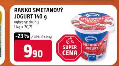 RANKO SMETANOVÝ JOGURT 140 g vybrané druhy 