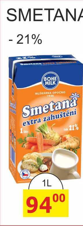 BOHE MILK Smetana extra zahuštění tok 21% 1L
