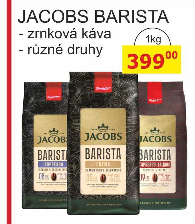 JACOBS BARISTA - zrnková káva - různé druhy 1kg