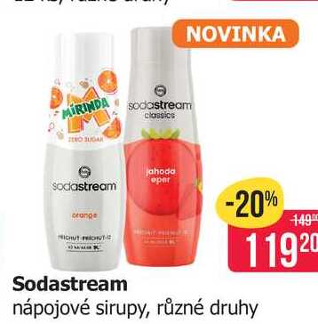 Sodastream nápojové sirupy, různé druhy 