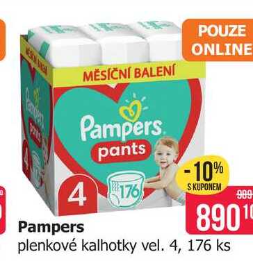 Pampers plenkové kalhotky vel. 4, 176 ks 