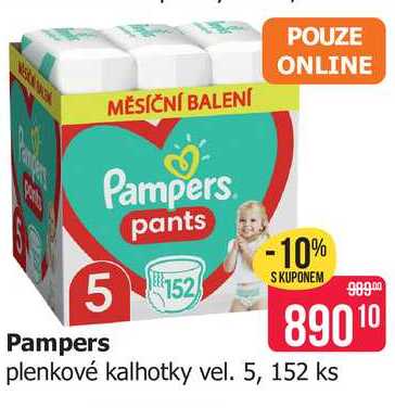 Pampers  plenkové kalhotky vel. 5, 152 ks 