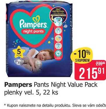 Pampers Pants Night Value Pack plenky vel. 5, 22 ks 