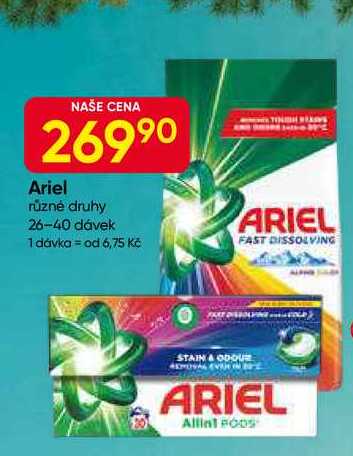 Ariel různé druhy 26-40 dávek