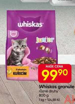 Whiskas granule 800g, vybrané druhy