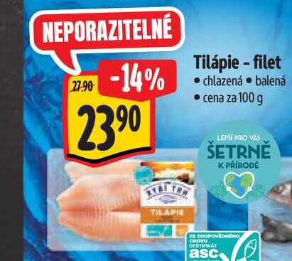   Tilápie - filet 100 g 