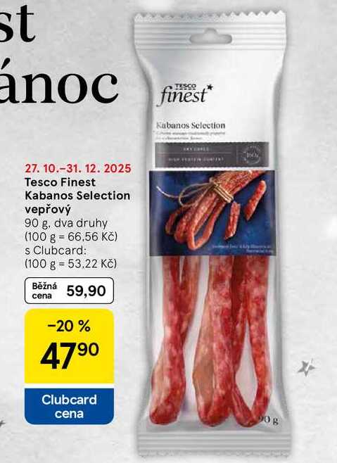 Tesco Finest Kabanos Selection vepřový, 90 g