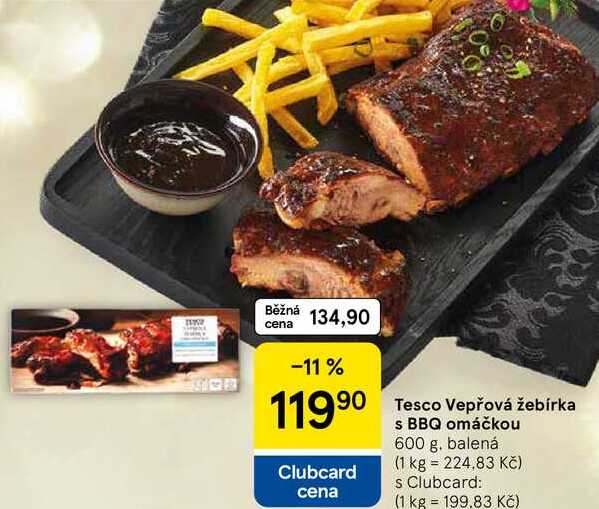 Tesco Vepřová žebírka s BBQ omáčkou, 600 g