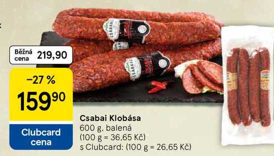 Csabai Klobása, 600 g, balená  