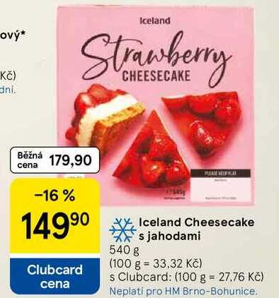 Iceland Cheesecake s jahodami, 540 g