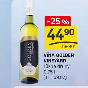 VÍNA GOLDEN VINEYARD různé druhy 0,75l