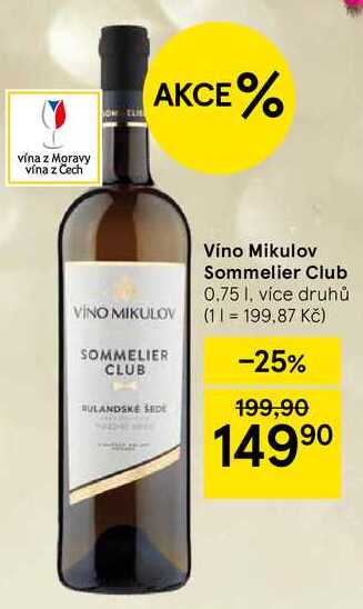 Víno Mikulov Sommelier Club, 0.75 l. více druhů