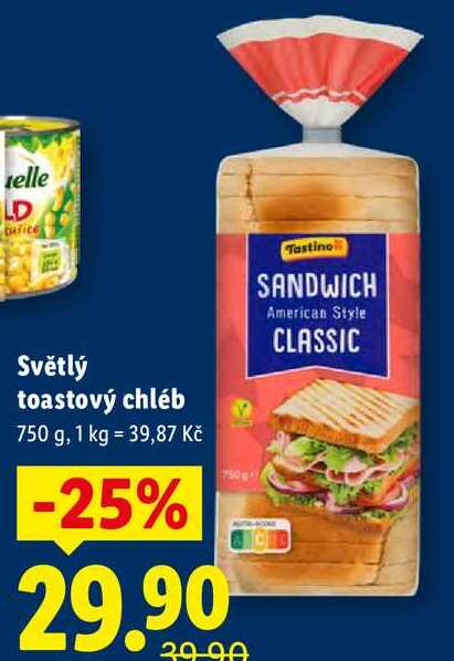 Světlý toastový chléb, 750 g