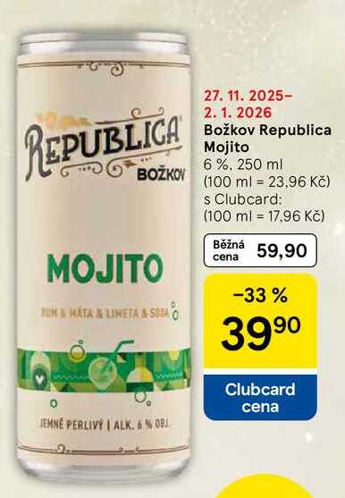 Božkov Republica Mojito 6%, 250 ml