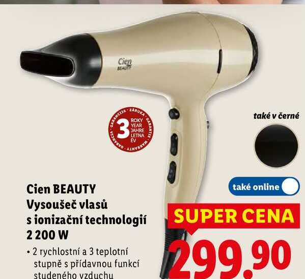 Cien BEAUTY Vysoušeč vlasů s ionizační technologií 2200 W 