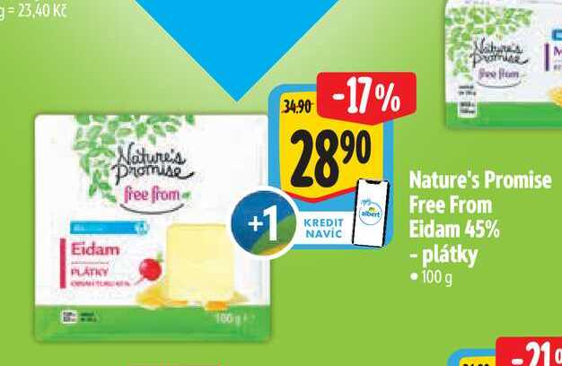   Nature's Promise Free From Eidam 45% - plátky 100 g  